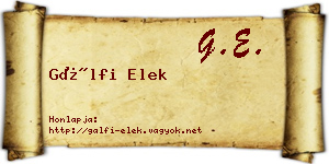 Gálfi Elek névjegykártya